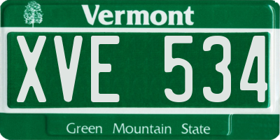 VT license plate XVE534