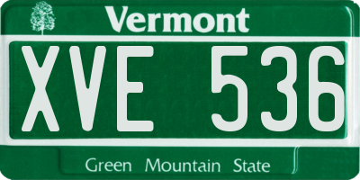 VT license plate XVE536