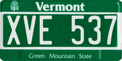VT license plate XVE537