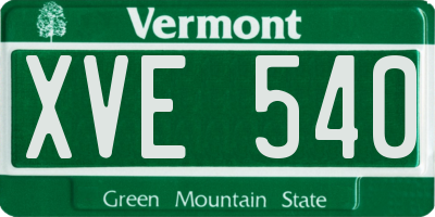 VT license plate XVE540