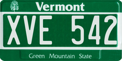 VT license plate XVE542