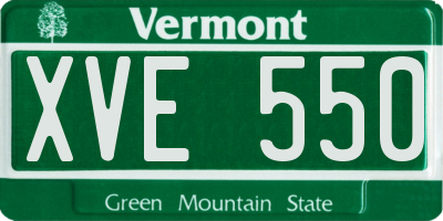 VT license plate XVE550