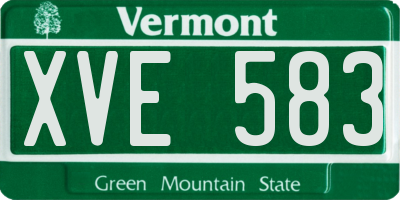 VT license plate XVE583