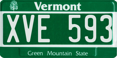 VT license plate XVE593