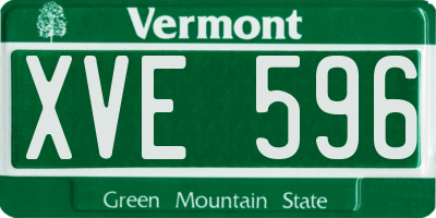 VT license plate XVE596