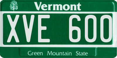 VT license plate XVE600