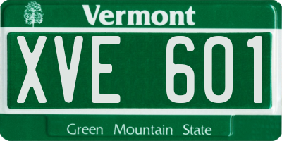 VT license plate XVE601