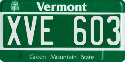 VT license plate XVE603
