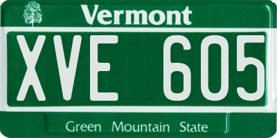 VT license plate XVE605