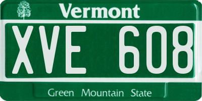 VT license plate XVE608