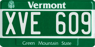 VT license plate XVE609