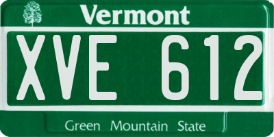 VT license plate XVE612