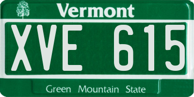 VT license plate XVE615
