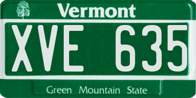 VT license plate XVE635