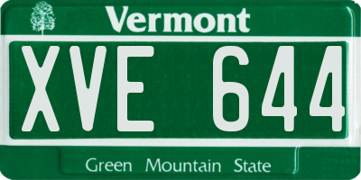 VT license plate XVE644