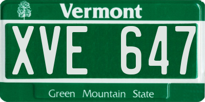 VT license plate XVE647