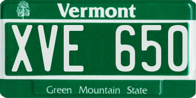 VT license plate XVE650