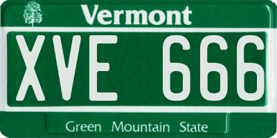 VT license plate XVE666