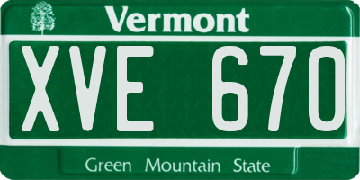 VT license plate XVE670