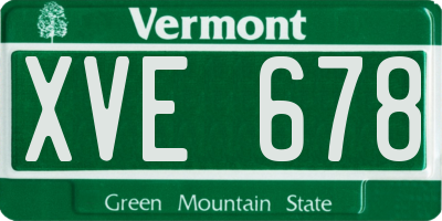 VT license plate XVE678