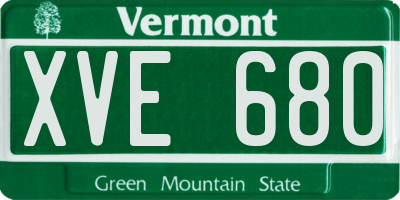 VT license plate XVE680