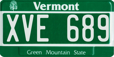VT license plate XVE689