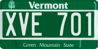 VT license plate XVE701