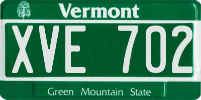 VT license plate XVE702