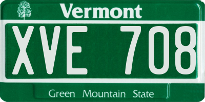 VT license plate XVE708