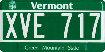 VT license plate XVE717