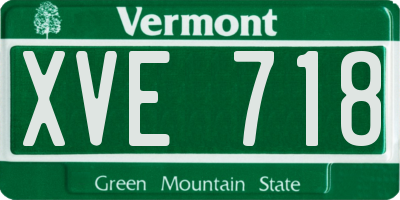 VT license plate XVE718