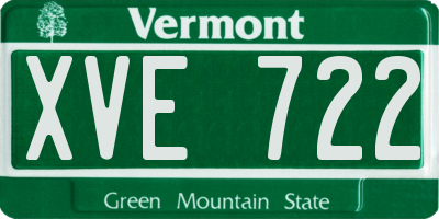 VT license plate XVE722