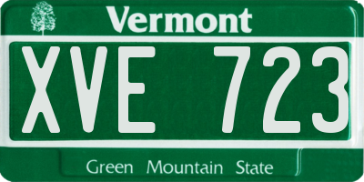 VT license plate XVE723
