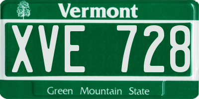 VT license plate XVE728