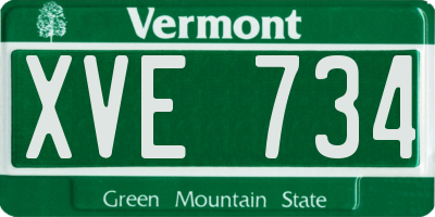 VT license plate XVE734