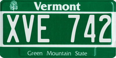 VT license plate XVE742