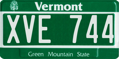 VT license plate XVE744