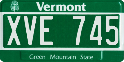 VT license plate XVE745
