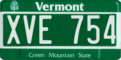 VT license plate XVE754