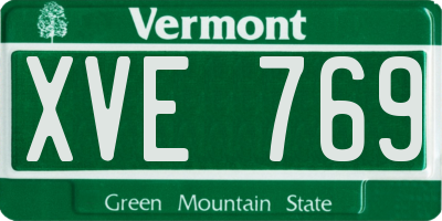 VT license plate XVE769