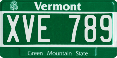 VT license plate XVE789