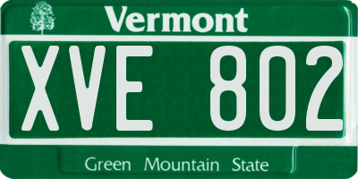 VT license plate XVE802