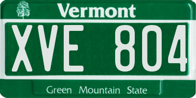 VT license plate XVE804