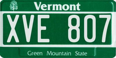 VT license plate XVE807