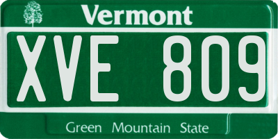 VT license plate XVE809
