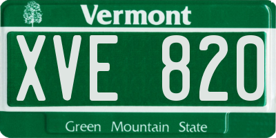 VT license plate XVE820
