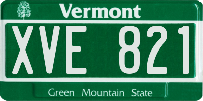 VT license plate XVE821