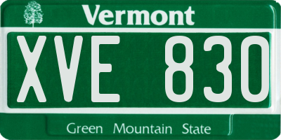 VT license plate XVE830