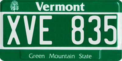 VT license plate XVE835