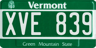VT license plate XVE839